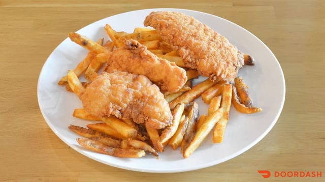 Chicken Tenders and Seasoned Fries.